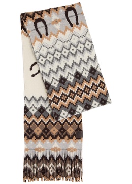 Fair isle intarsia wool scarf