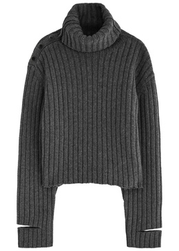 Ribbed wool-blend jumper