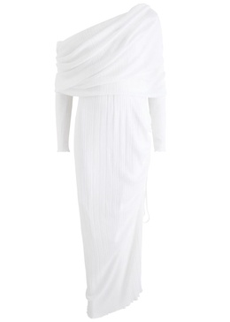 Off-the-shoulder plissé maxi dress 