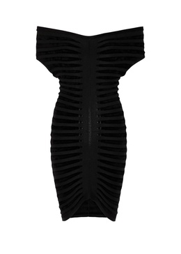 Off-the-shoulder ribbed mini dress 