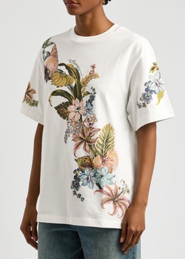 Oleander printed cotton T-shirt