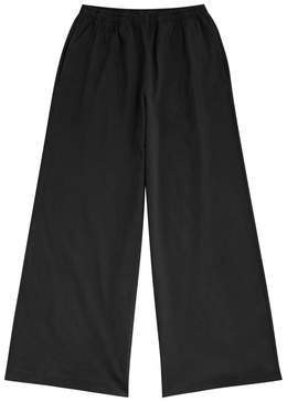 Wide-leg cotton trousers