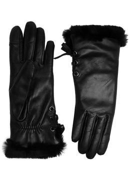 Aliette faux fur-trimmed leather gloves 