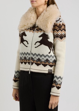 Fair isle intarsia wool cardigan