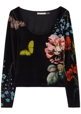 Delaina printed velvet top