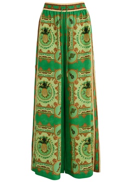 La Musica printed wide-leg silk trousers