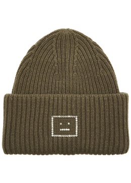 Pansy embellished wool beanie