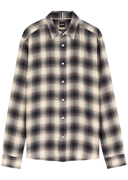 Checked cotton-blend shirt