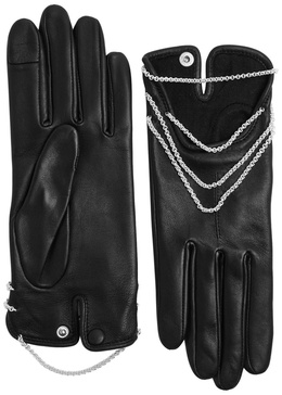 Celeste chain-embellished leather gloves 
