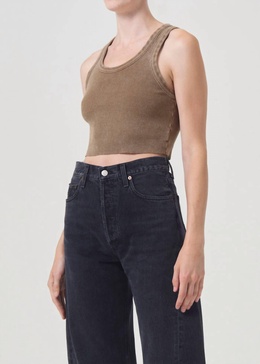 cropped poppy tank in bamboo