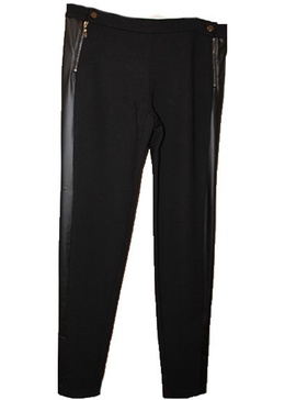 faux leather straight pant in black