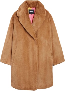 women's stella faux fur 3/4 coat, biscuit brown