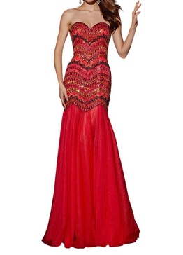 sweetheart prom dress in watermelon mult