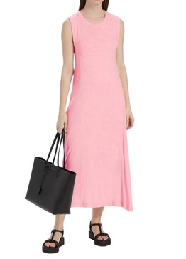 slub sleeveless swing maxi dress in ballet pink