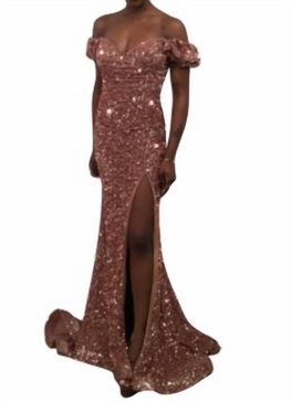 pink sequin with slit in light pink