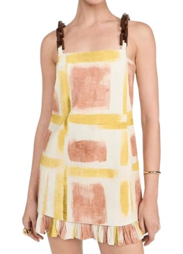 beleza dress in yellow brushstroke