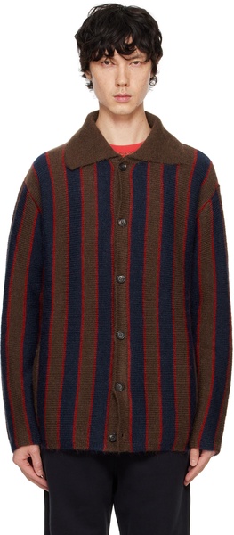 Navy & Brown Mohair Stripe Cardigan