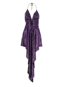 Embellished asymmetrical midi dress