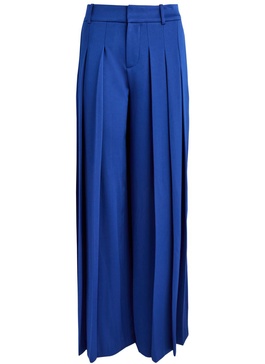 Simon pleated wide-leg satin trousers