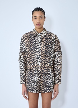 Ganni Women Duchesse Leopard Print Short Jacket