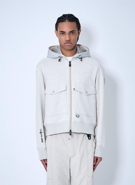 Moncler Grenoble Men Padded Wool Zip-Up Hooded Jacket