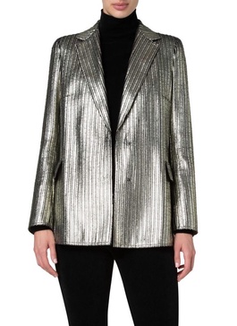 laminate corduroy boyfriend jacket in gold