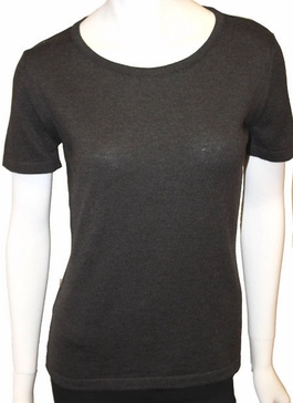 short sleeve crew-neck shell top in charcoal