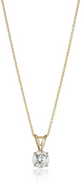 Amazon Essentials 14k Gold Adjustable Prong Set Round-Cut Diamond Pendant , (previously Amazon Collection)