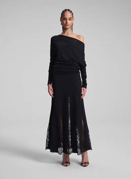 Mira Pleated Lace Maxi Skirt