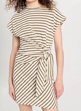 nina cinched mini dress in cream/olive