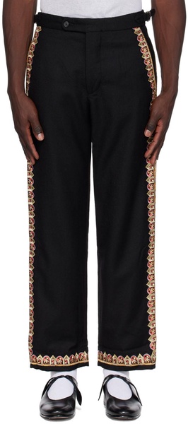Black Regal Scallop Trousers
