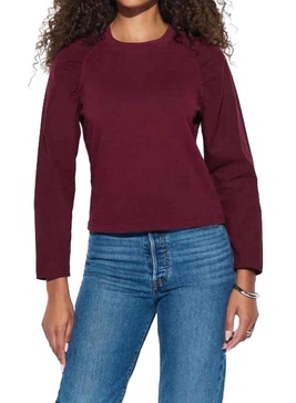 ruthie ruched long sleeve top in bordeaux