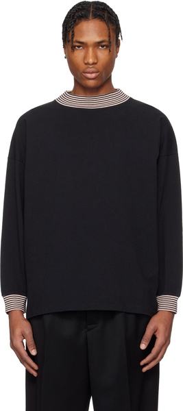 Black Duotone Mockneck Top