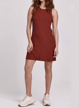 women's justine sleeveless ribbed dress in mahogany