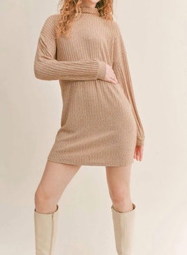 jesse turtleneck mini dress in camel