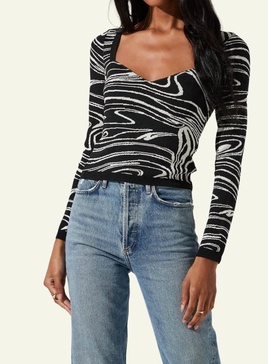 sadie sweater in black/cream