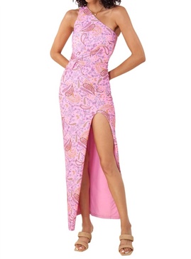 stassie one shoulder maxi dress in pink
