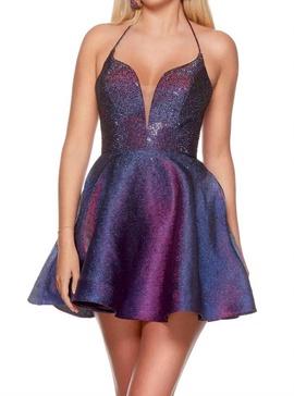 tie back prom dress in blueberry