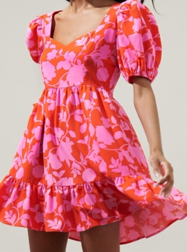 cherie palmas sweetheart neck dress in pink/red