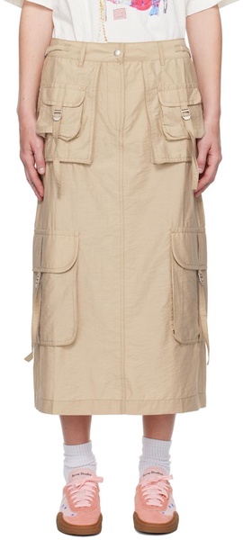 Technical cotton-blend cargo skirt