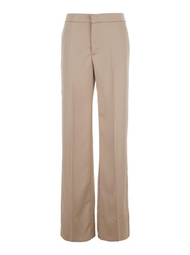 Beige Pants With Pences On The Front In Tech Fabric Woman
