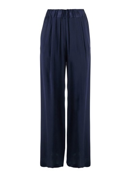 'Jhonny' Blu Pants With Pleated Details And Elastic Waist In Silk Blend Woman