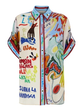 'La Charrasca' Multicolor Shirt With All-Over Printed Motif In Silk Woman
