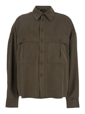 'Vania' Brown Shirt With Classic Collar In Viscose Woman