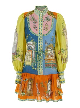'Monte' Multicolor Dress With Color Block Inserts And Graphic Print In Ramia Woman