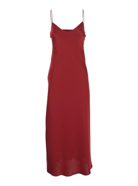 Bordeaux Dress With Thin Straps In Fabric Woman