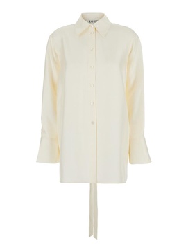 White Shirt With Bell Sleeves And Rear Cut-Out In Silk Woman