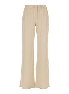 'Rapolano' Beige Pants With Elastic Waist And Wide Leg In Silk Blend Woman