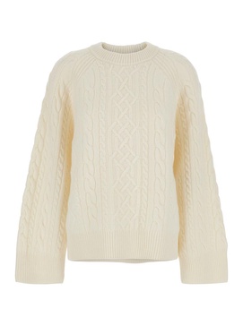 'Klarina Ann' White Crewneck Sweater In Wool Woman