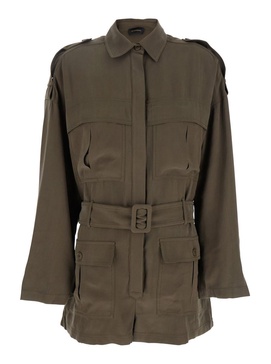 'Vania' Brown Jumpsuit With Classic Collar And Adjustable And Removable Belt In Viscose Blend Woman